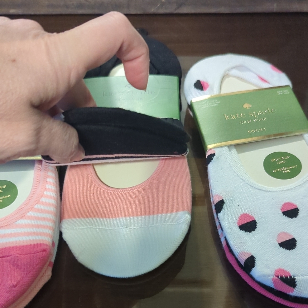 Kate Spade Women's No-Show Socks - Pink, Black, White - Picture 3 of 7
